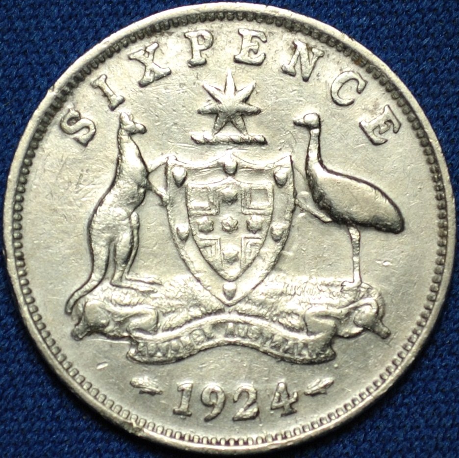 1924 Australian sixpence reverse