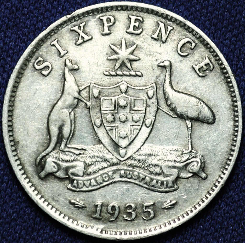 1935 Australian sixpence reverse