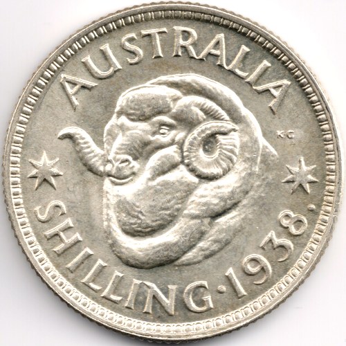 1938 Australian shilling reverse