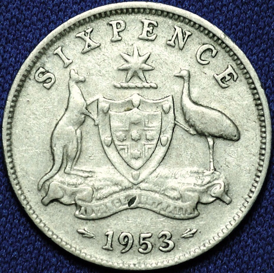 1953 Australian sixpence reverse