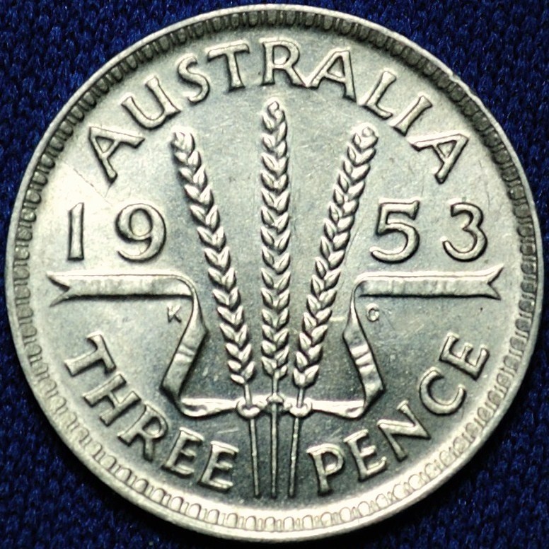 1953 Australian threepence reverse
