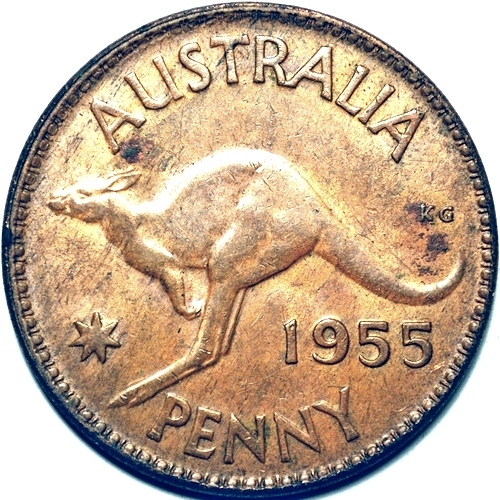 1955 (m) Australian penny reverse
