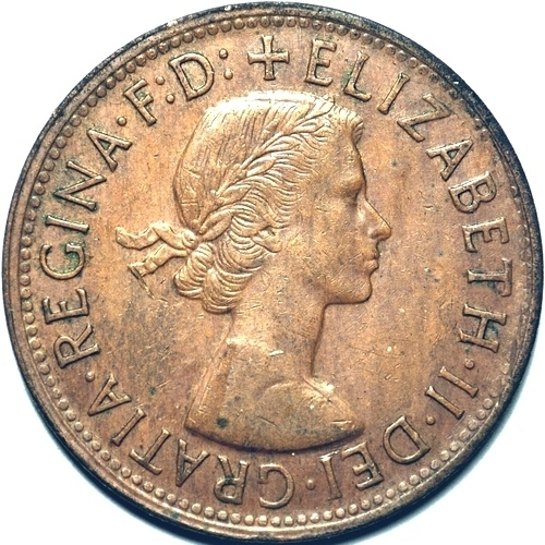 1956 (m) Australian penny obverse