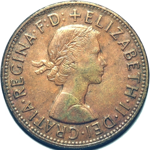 1959 (m) Australian penny obverse