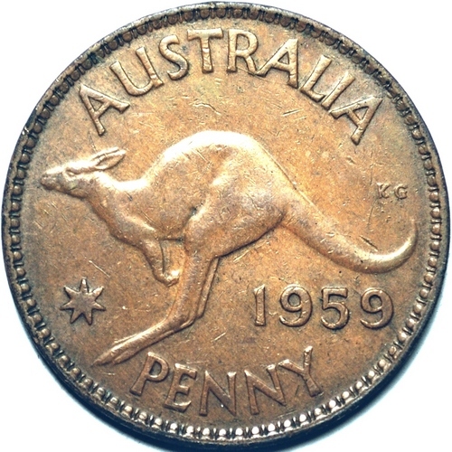 1959 (m) Australian penny reverse