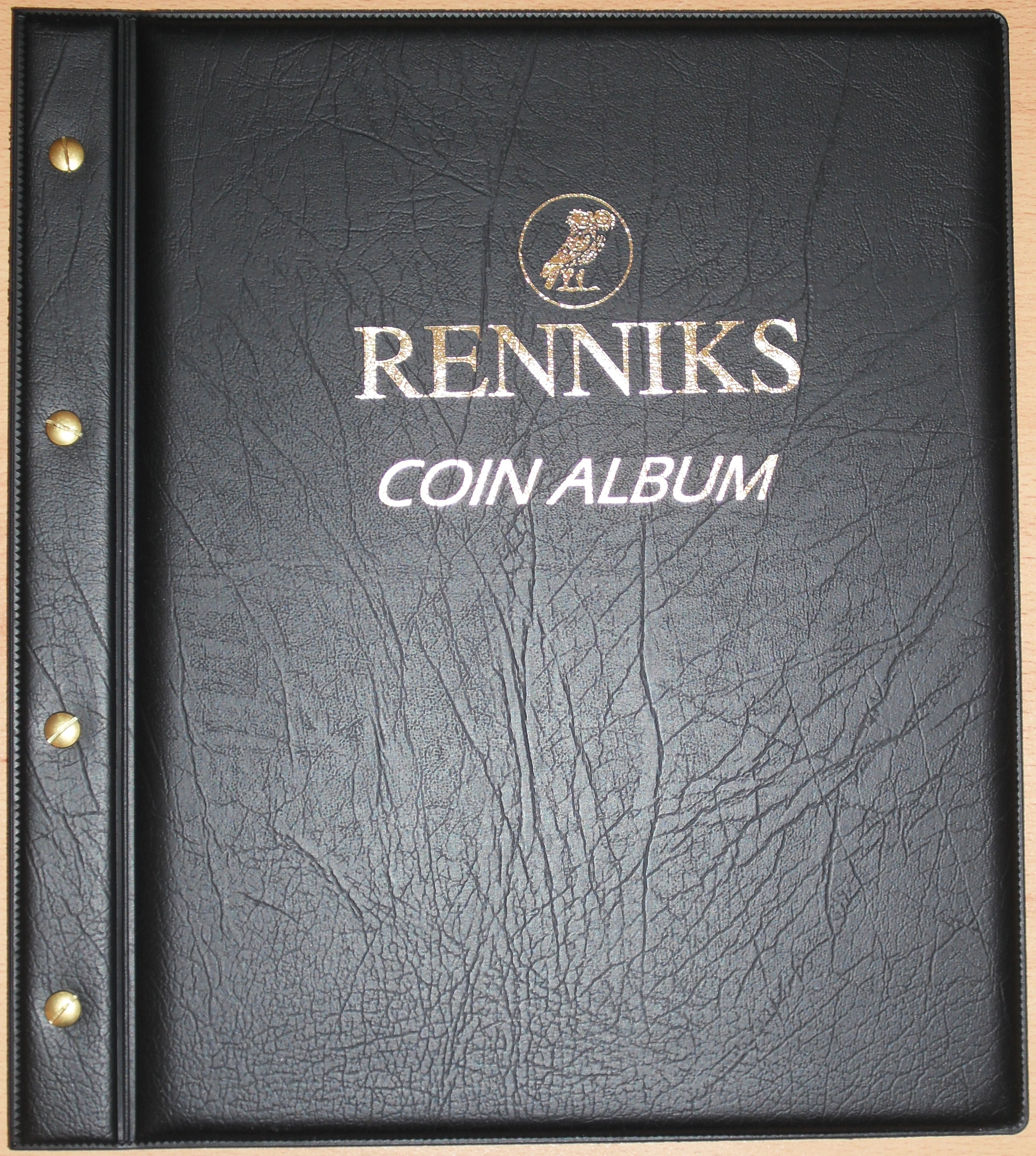 BLACK Renniks Coin Album Padded leatherette Cover Including 6 Coin Album Pages